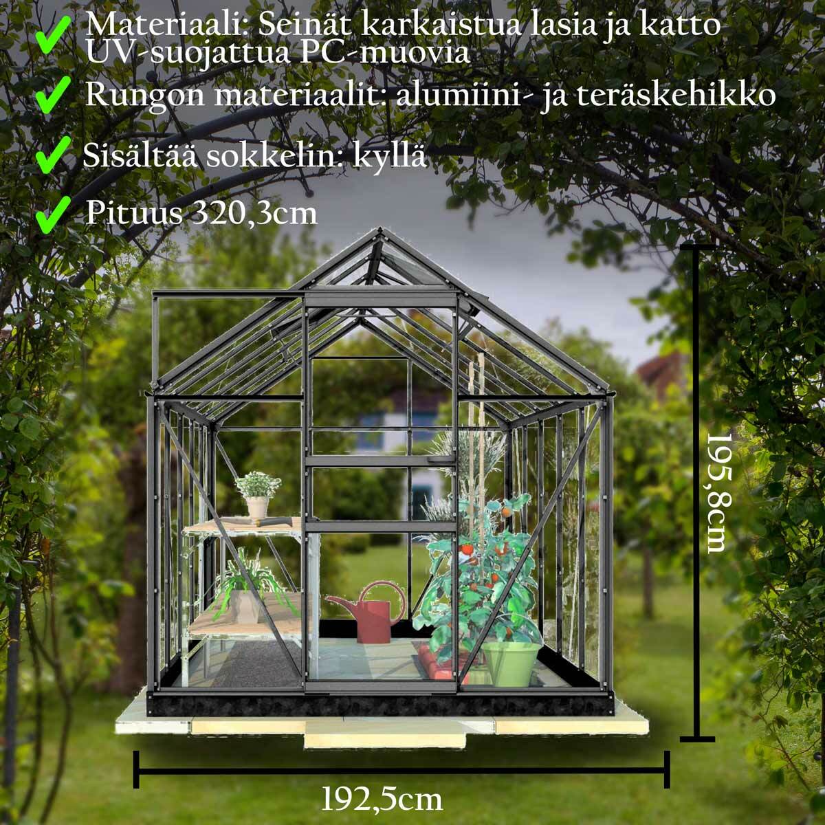 Lykke Gewchshaus Hybrid 6,2m2, schwarz