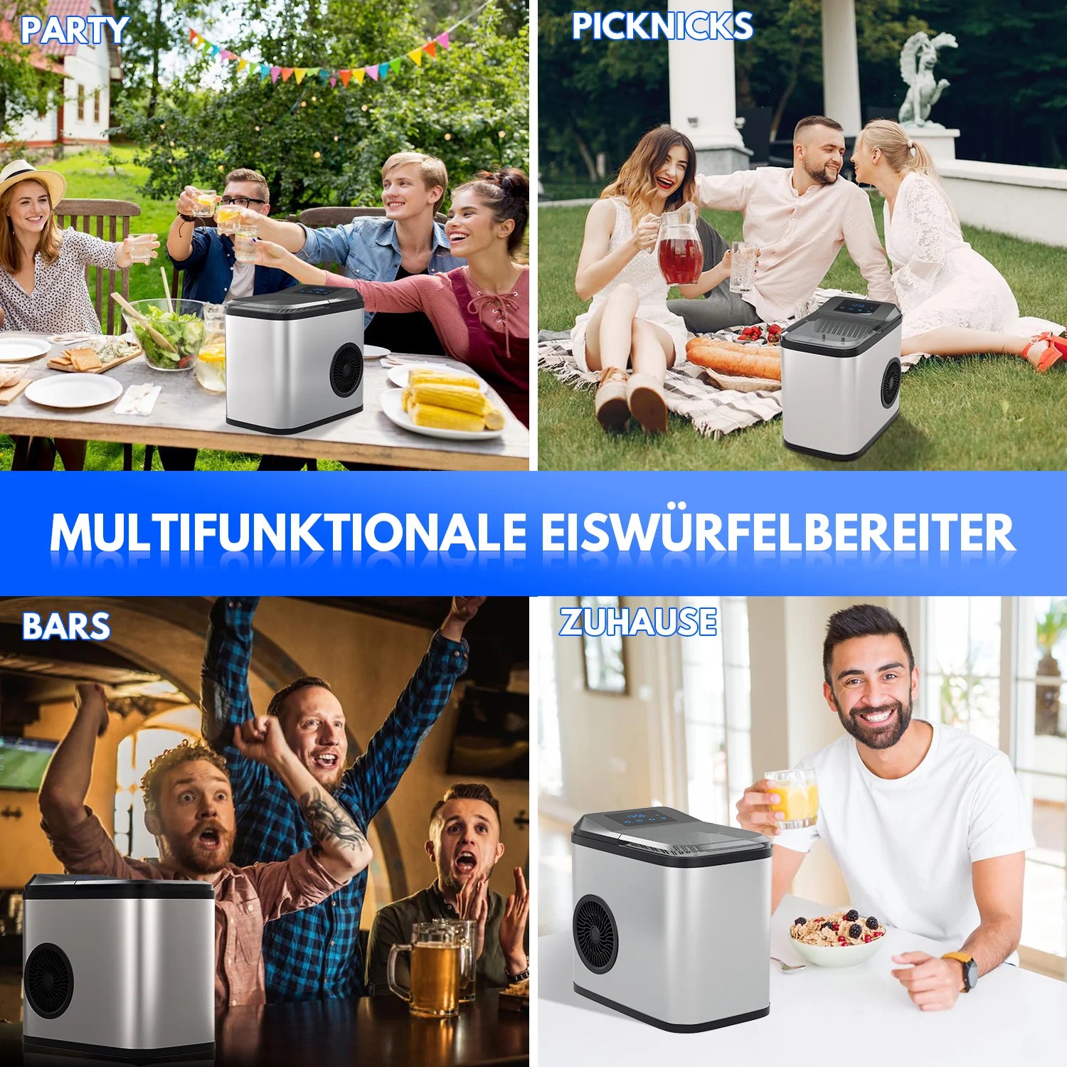 Sonnewelt Macchina per cubetti di ghiaccio in acciaio inox da 2,2 litri