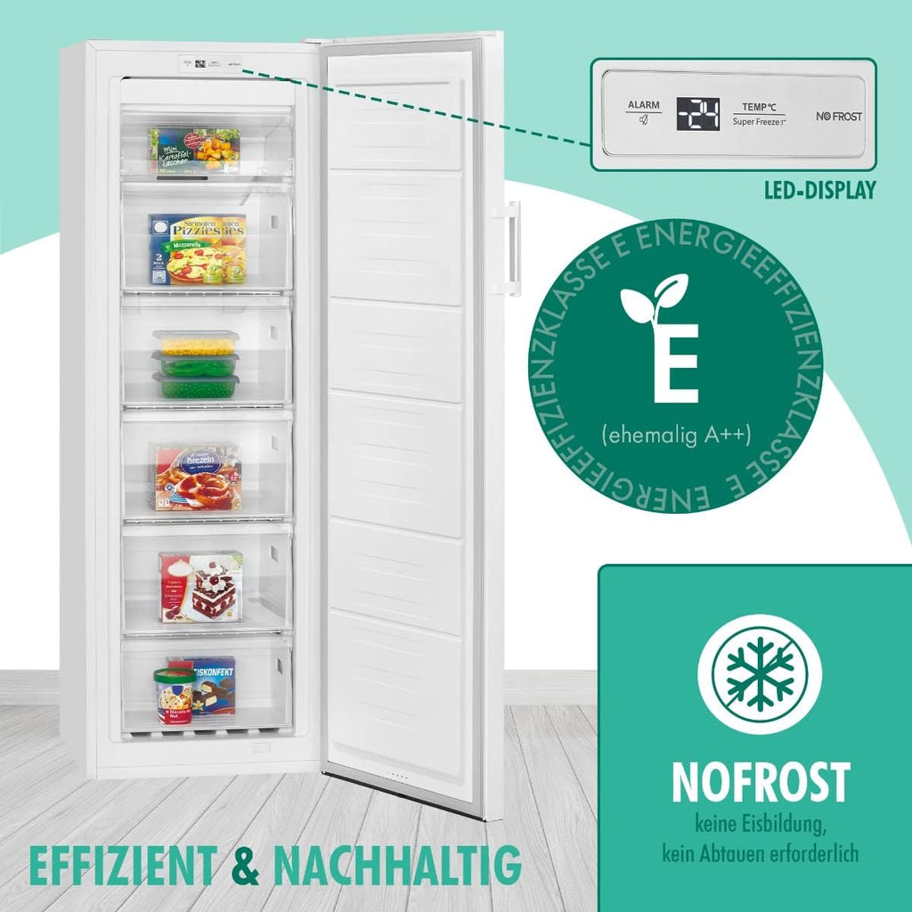 Bomann Congelatore Nofrost verticale 194 litri netti | No Frost - mai più sbrinamento - Funzione di congelamento rapido e sistema MultiAirflow | Porta reversibile | GS 7326.1