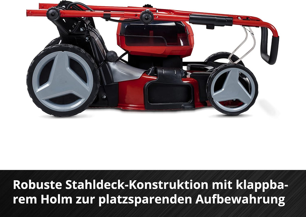 Tagliaerba a batteria Einhell GE-CM 36/47 S HW Li Kit Power X-Change (36 V, 47 cm larghezza di taglio, fino a 700 m², Brushless, trazione posteriore, cesto di raccolta da 75 L, incl. 4x 4,0 Ah + 2x caricabatterie doppio)