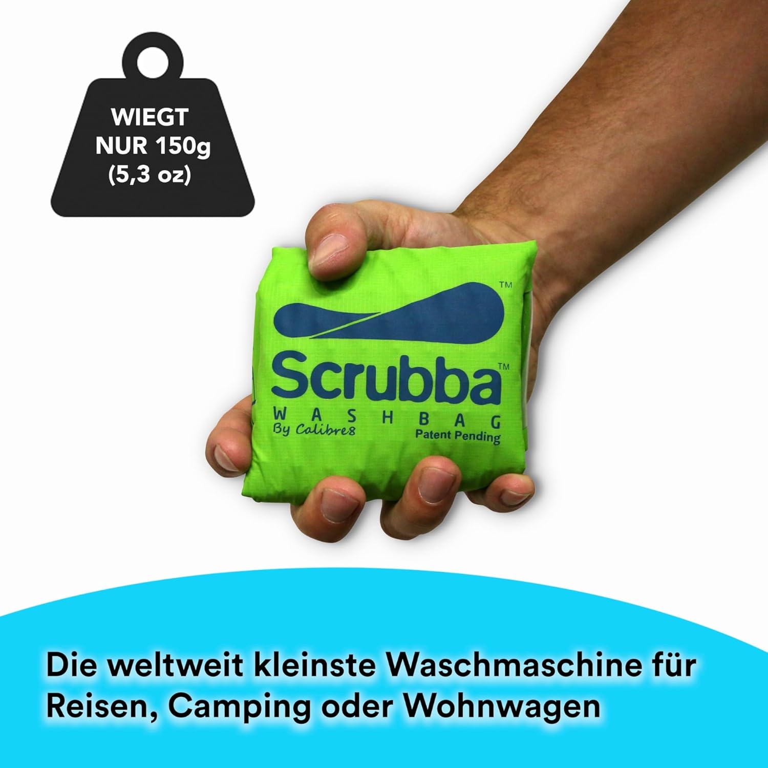 Scrubba Toplader Wash Bag 2.0 - Lavatrice portatile da campeggio - Borsa per il lavaggio e sacca da bucato, Verde