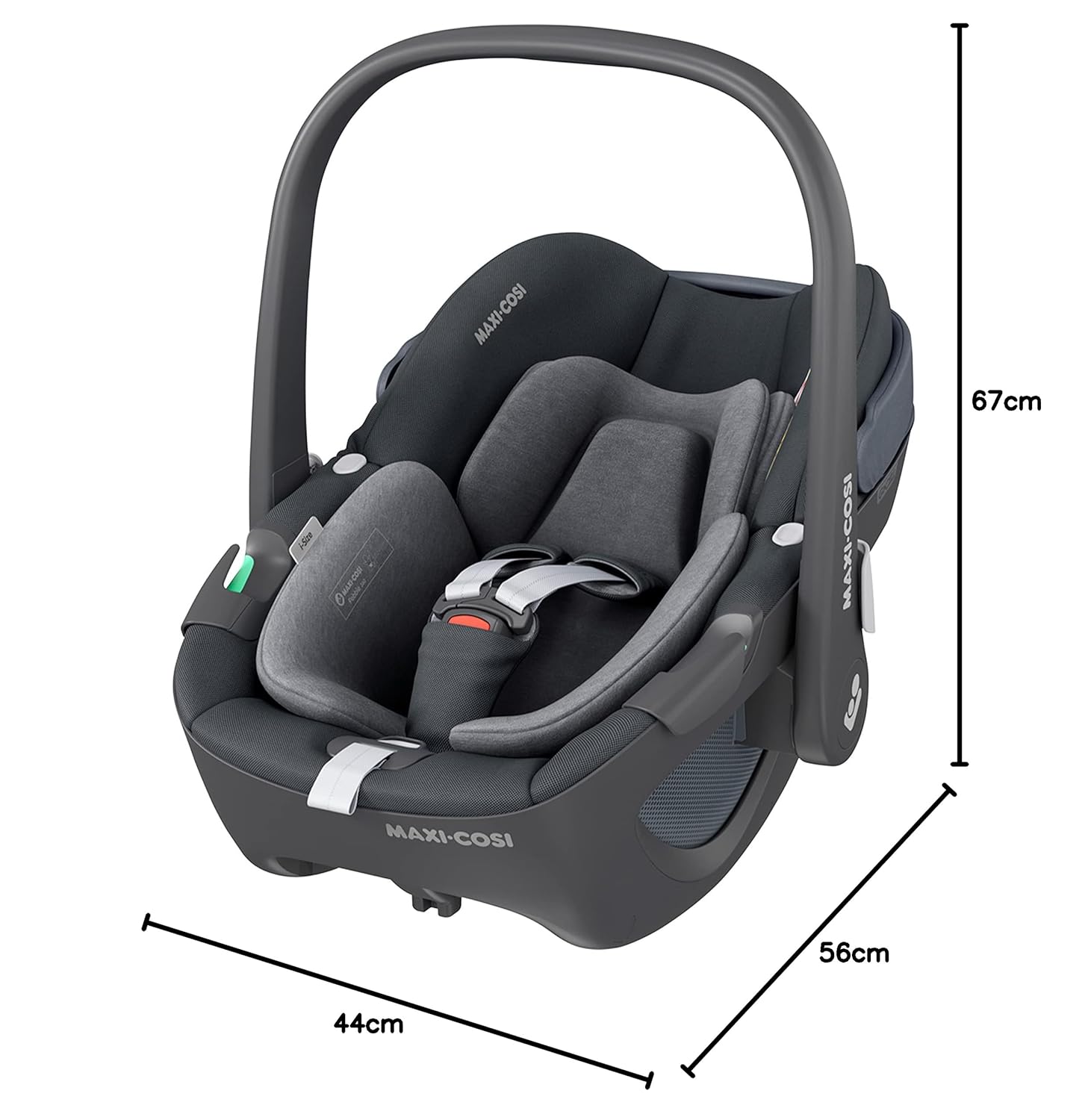 Maxi-Cosi Pebble 360 i-Size Babyschale Drehbar, Neugeborenen Autositz 360 Grad, 0–15 Monate (40–83 cm), Drehung mit einer, ClimaFlow, Easy-In-Gurt, G-CELL Seitenaufprallschutz, Essential Graphite