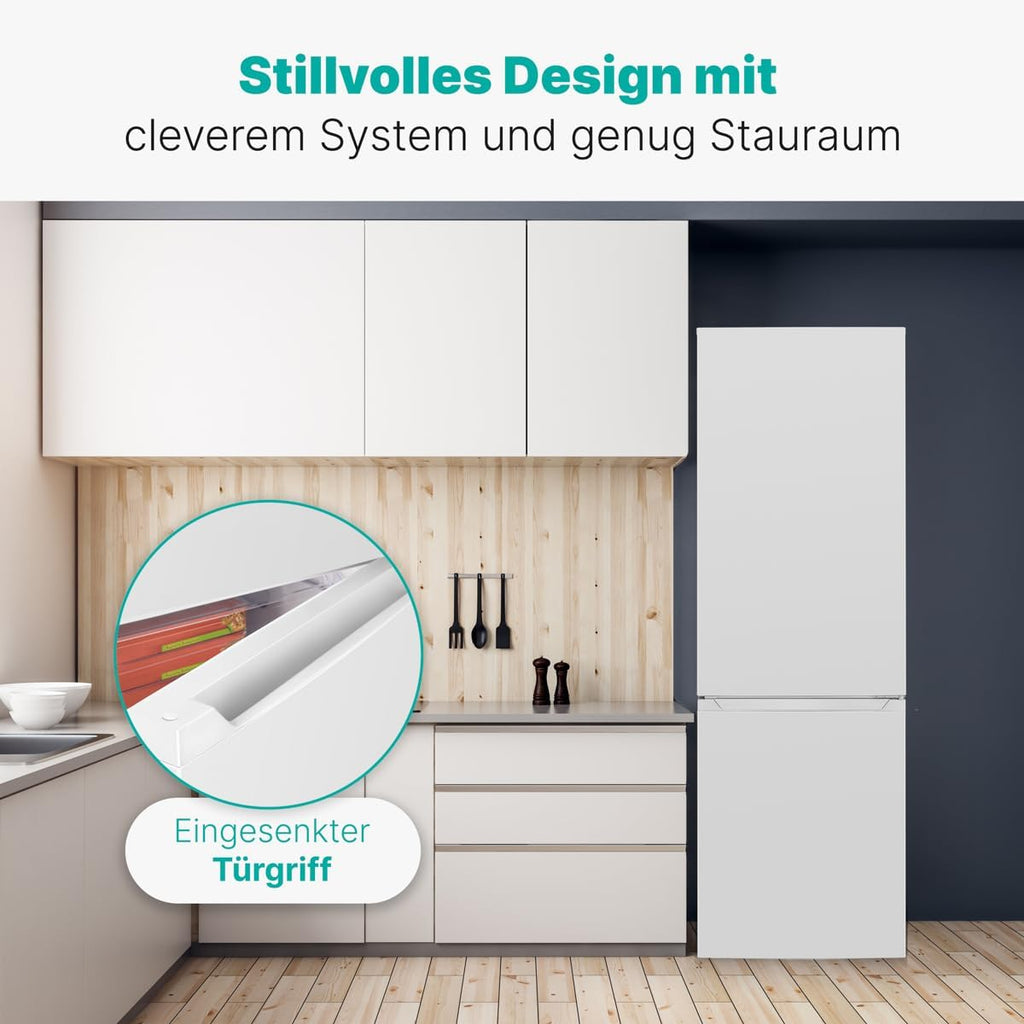 Combinazione frigo-congelatore Bomann®, capacità netta 269 L - Frigorifero: 198 L | Congelatore: 71 L, a risparmio energetico, silenzioso 39 dB, LED, porta reversibile, Altezza: 180 x Larghezza: 55 x Profondità: 55,8 cm - KG 184.1 bianco