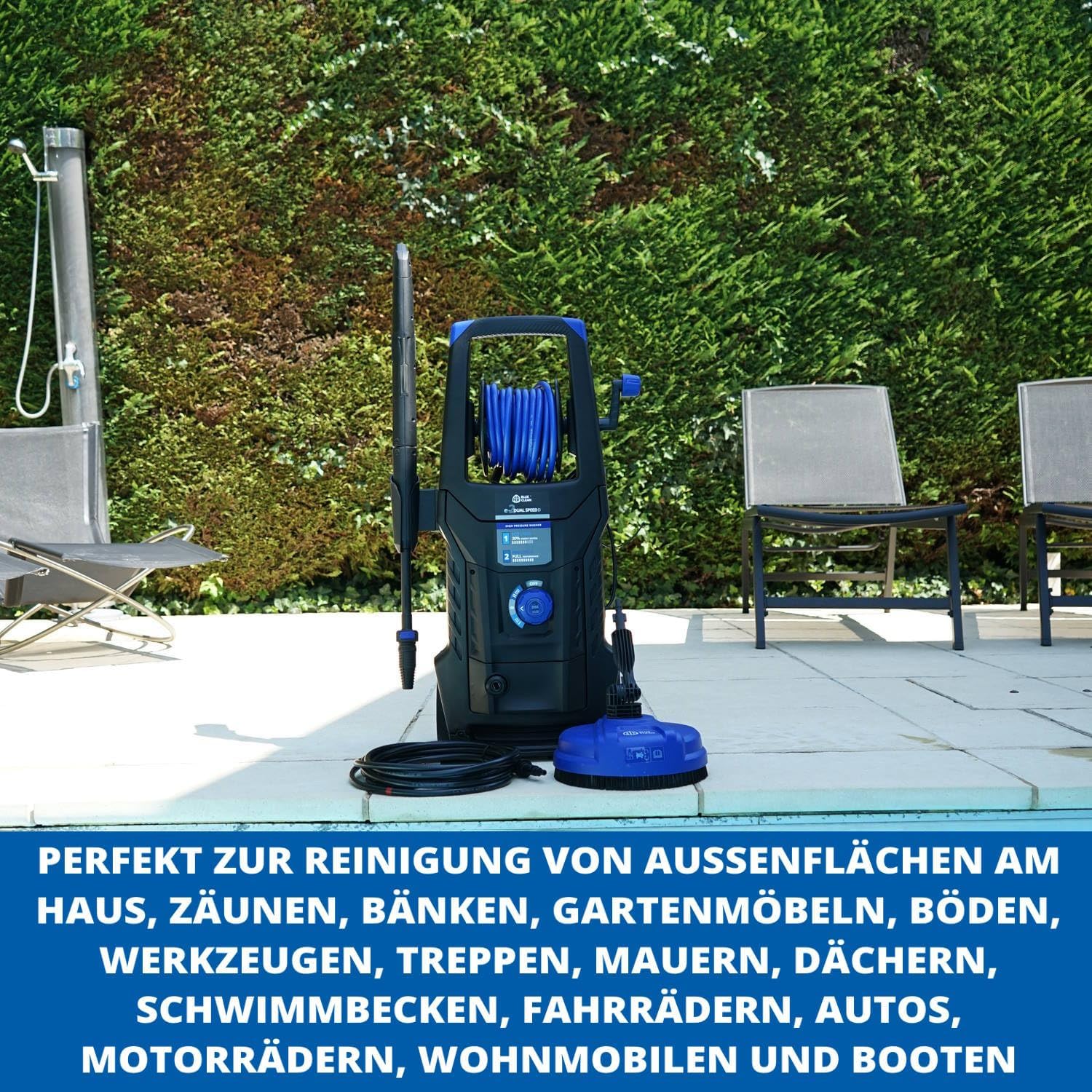 Idropulitrice AR Blue Clean e-1600P con Patio Cleaner e Spazzola Fissa (1600 W, 125 bar, 420 l/h)
