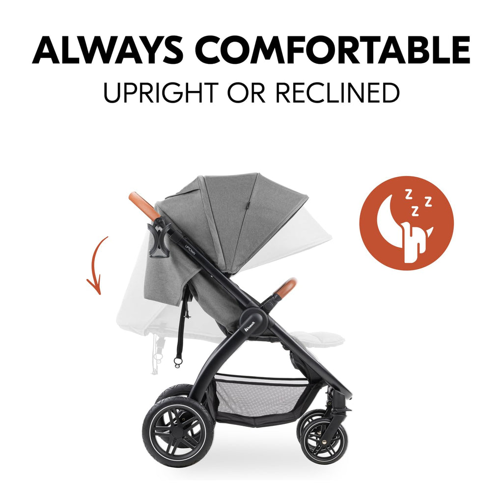 Hauck Uptown Passeggino Melange Rose – Passeggino per ogni terreno, seduta extra large, posizione nanna, ruote in gomma, sospensioni, compatto e facile da piegare, con parapioggia