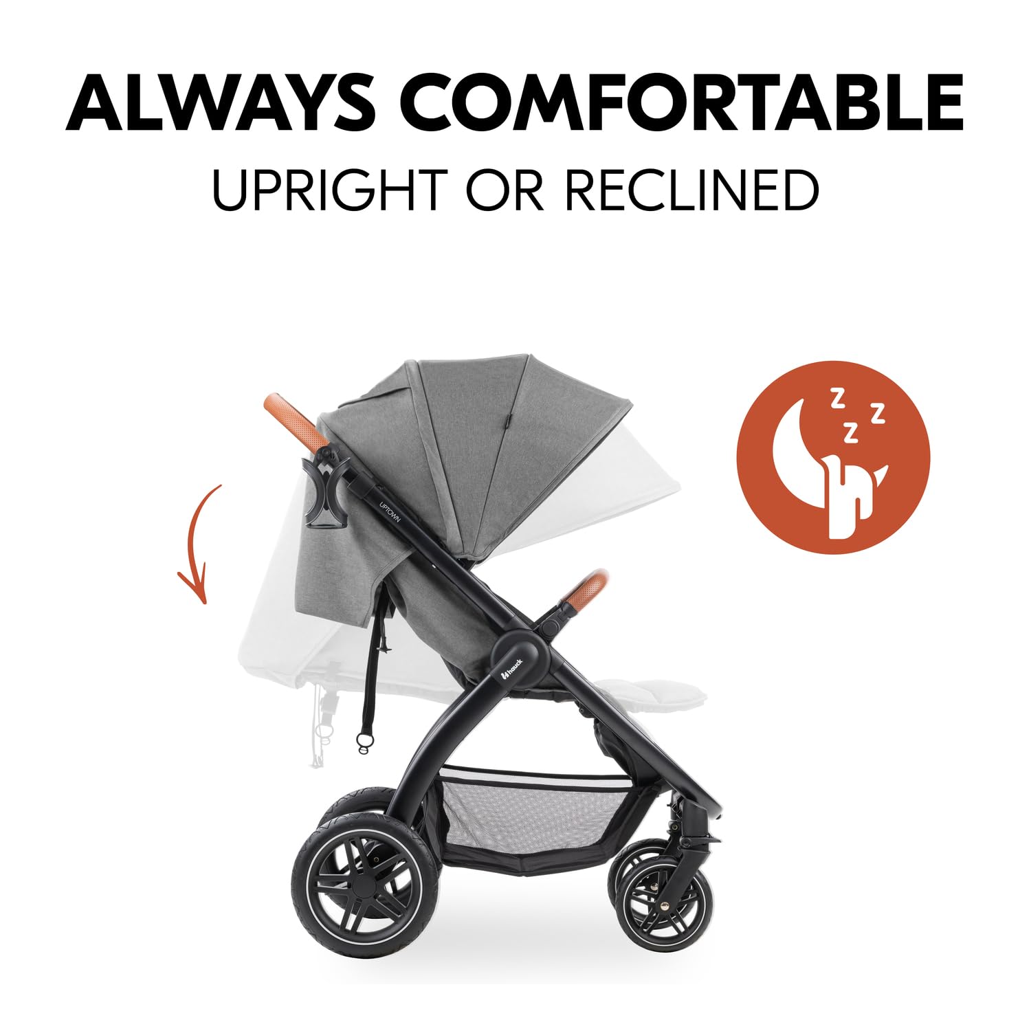 Hauck Uptown Passeggino Melange Rose – Passeggino per ogni terreno, seduta extra large, posizione nanna, ruote in gomma, sospensioni, compatto e facile da piegare, con parapioggia