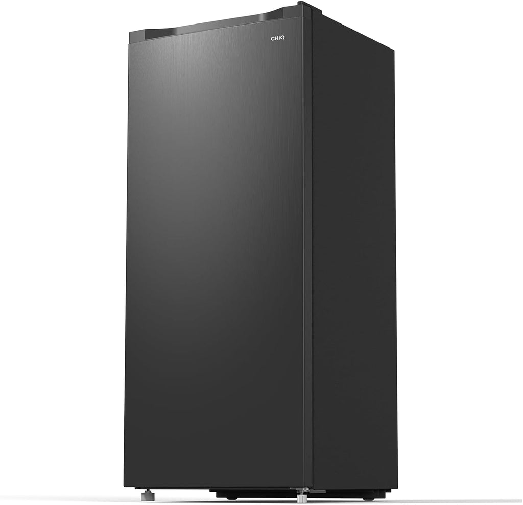 CHiQ FSD166NE4E Congelatore 166 L, Tecnologia No Frost, Porta Reversibile, Acciaio Inox Nero, Altezza 144 cm