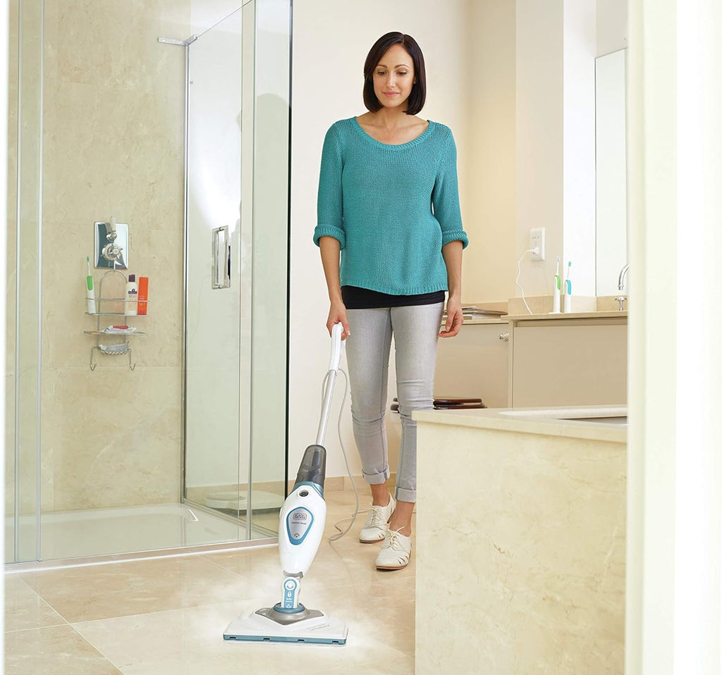 Black+Decker Scopa a vapore Steam-Mop Basic FSM1615 (1300W, pulitore a vapore per un'igiene profonda, serbatoio dell'acqua rimovibile, testina pulente orientabile a 180°, include 2 panni in microfibra)