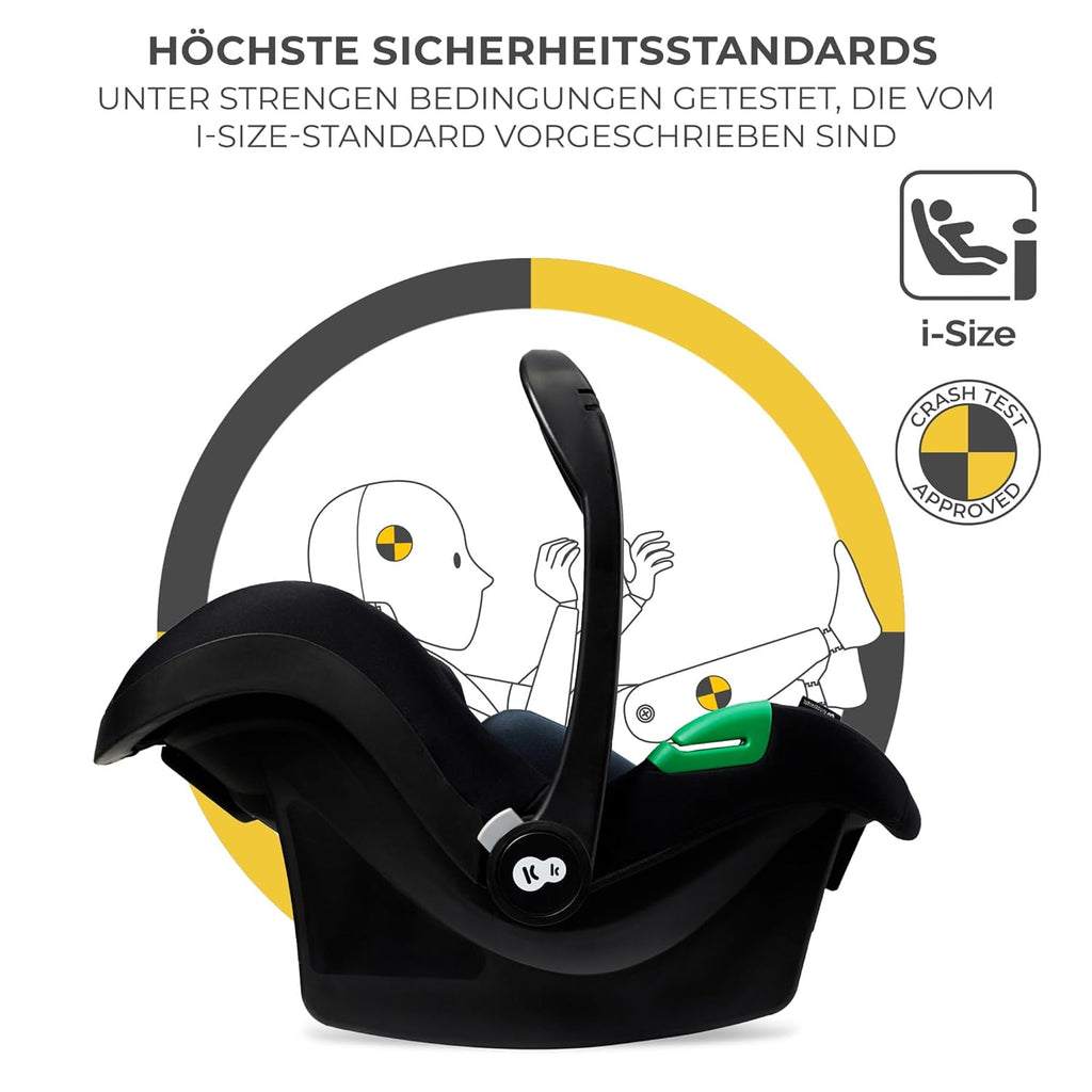 Kinderkraft NEWLY Kinderwagen 3 in 1, Komplettset bis 22 kg, Kindersitz I-Size 40-75 cm im set, Kombikinderwagen mit Fußsack, wasserfestes Verdeck mit UPF50+, Zusammenklappen, Liegeposition, Beige