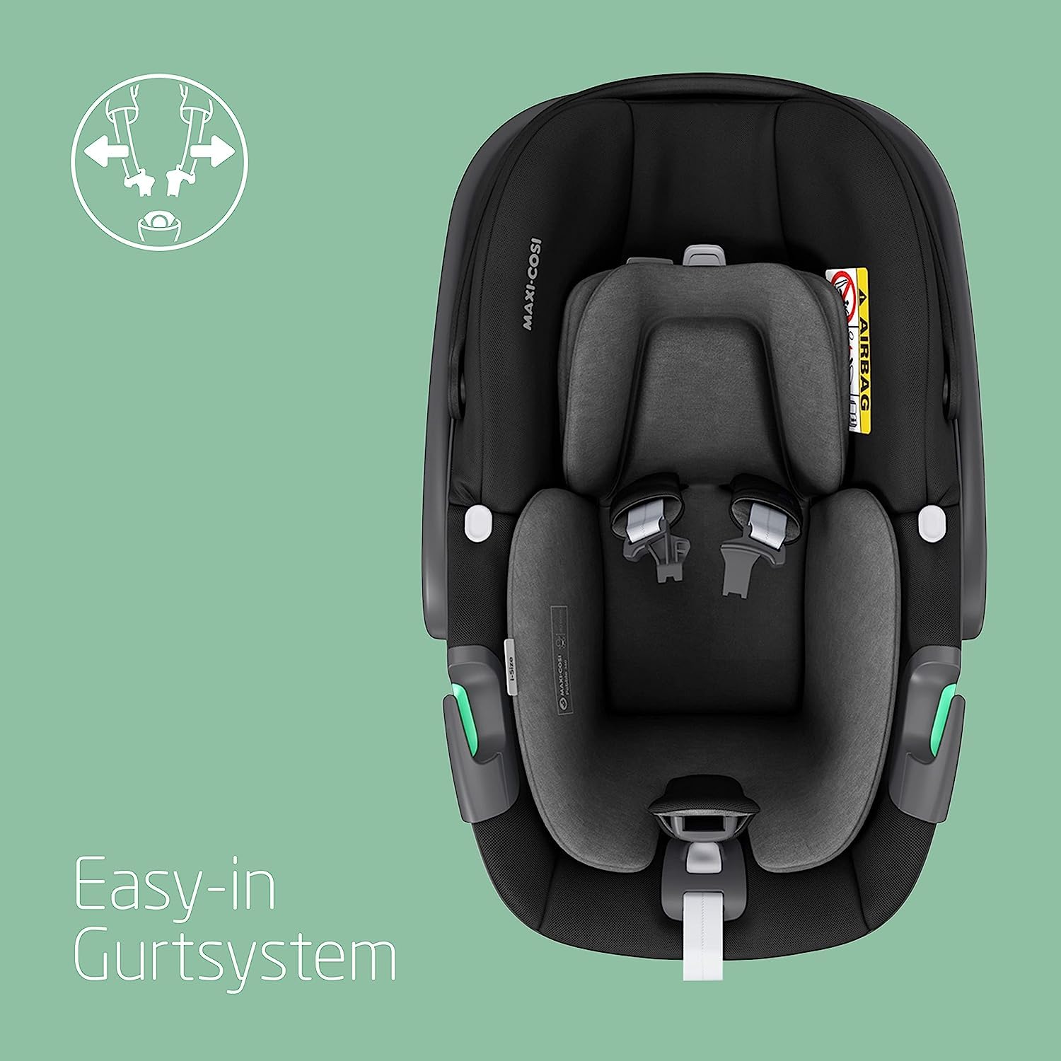 Maxi-Cosi Pearl 360 i-Size baby autositz, autositz 360 grad drehbar, 3 Monate - 4 Jahre (61-105 cm), Drehung mit nur einer Hand, ClimaFlow, Easy-In-Gurt, G-CELL, Authentic Black