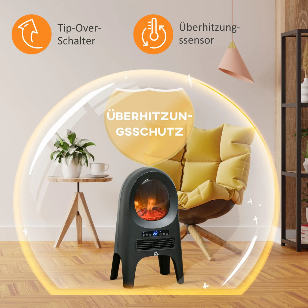 HOMCOM Stufa Elettrica Termoventilatore Effetto Fiamma a LED Telecomando