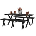 Outsunny Set Tavolo da Birreria 3 pz. con Foro per Ombrellone Effetto Legno