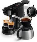 Philips Senseo Switch Macchina da caffè con cialde e filtro, Tecnologia di erogazione 2 in 1, Serbatoio dell'acqua da 1 litro, 7 tazze in un solo ciclo, Nero lucido (HD6592/64)