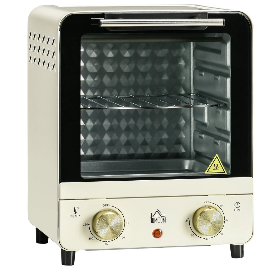 HOMCOM Minibackofen einstellbare Temperatur Timer Sichtfenster Cremeweiß