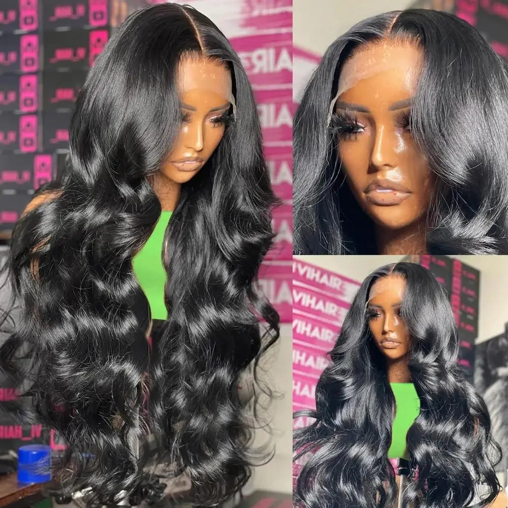 Parrucca frontale in pizzo con onde naturali brasiliane, capelli umani veri e baby hair