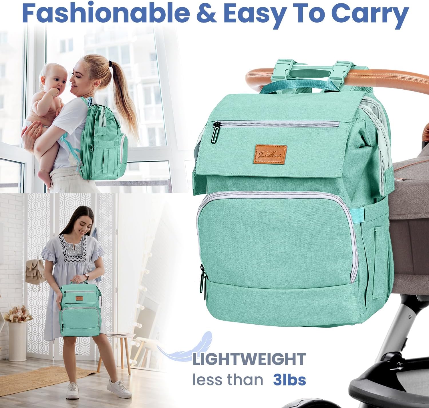PILLANI Zaino Fasciatoio per Bebè – Borsa Fasciatoio per Neonati, Borsa Grande per Pannolini da Viaggio con Fasciatoio – Ricerca Lista Nascita & Regali per la Doccia, Neonato