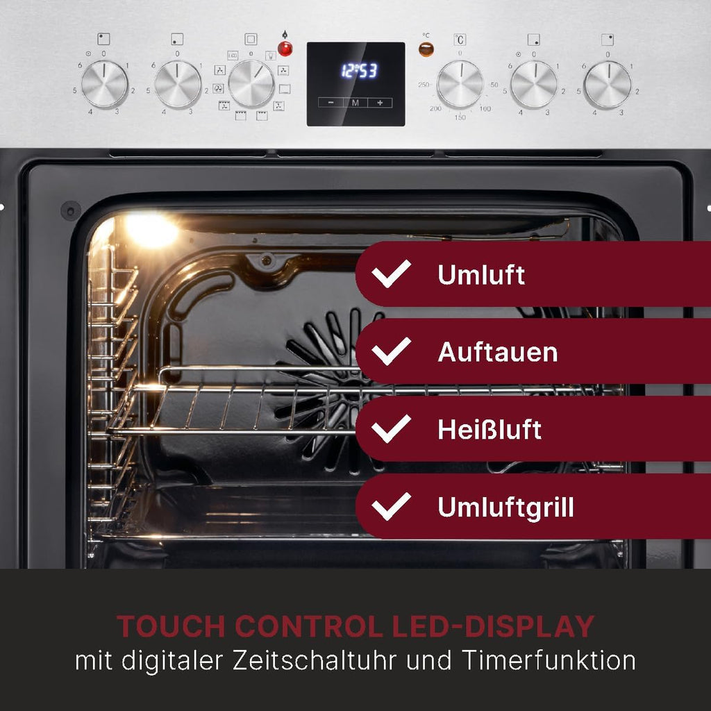 Bomann Set Forno Elettrico | Forno Incasso con Piano Cottura in Vetroceramica | Piano Cottura con 4 Zone di Cottura | Forno da Incasso con Capacità 56l | 9 Funzioni Forno | Piano Cottura in Vetroceramica con Zona Arrosto | EHBC 7936 IX