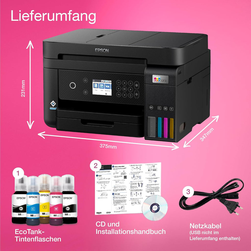 Epson EcoTank ET-4800 Stampante multifunzione A4 con serbatoio di inchiostro e Wi-Fi, con inchiostro incluso per un massimo di 3 anni