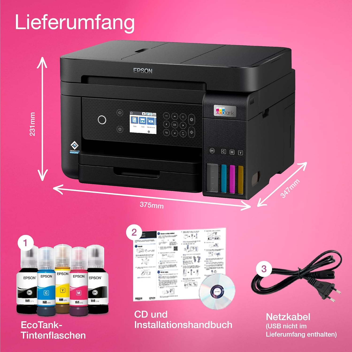 Epson EcoTank ET-4800 Stampante multifunzione A4 con serbatoio di inchiostro e Wi-Fi, con inchiostro incluso per un massimo di 3 anni
