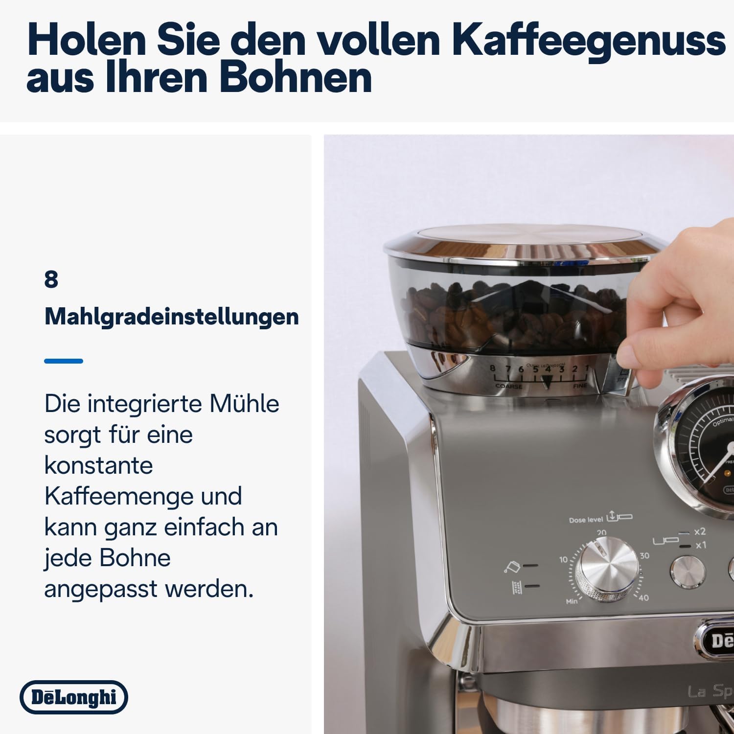 De'Longhi La Specialista Arte EC9155.MB Macchina da Caffè Espresso con Macinacaffè, 8 Livelli di Macinatura, 15 Bar, 3 Temperature, Lancia Vapore, 1300 W, Serbatoio 1.5 l, Acciaio Inox/Nero incluso Barista-Kit