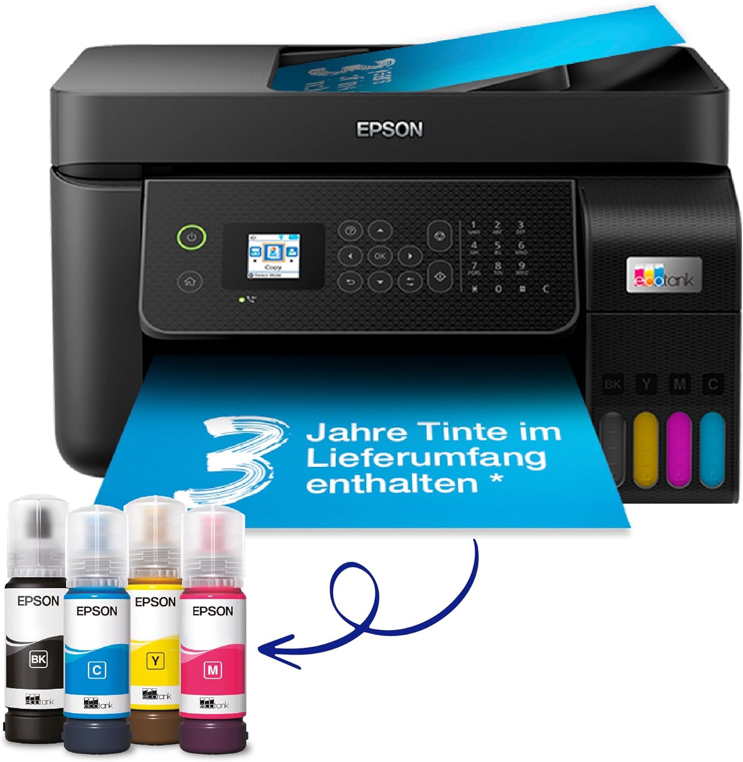 Epson EcoTank ET-4800 Stampante multifunzione A4 con serbatoio di inchiostro e Wi-Fi, con inchiostro incluso per un massimo di 3 anni