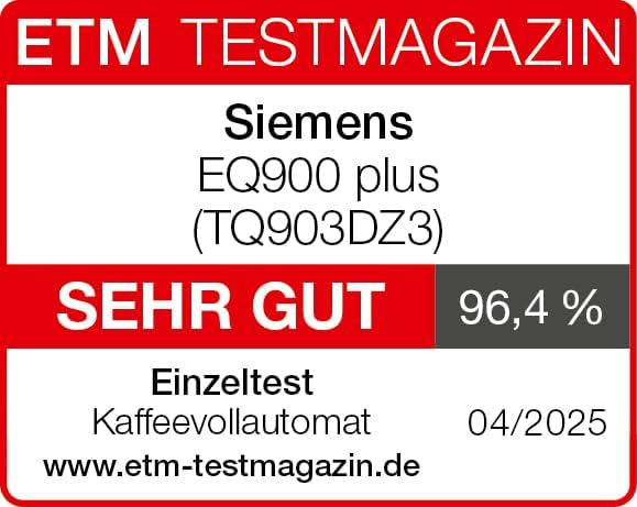Siemens Kaffeevollautomat EQ900 TQ903D03, App-Steuerung, intuitives Full-Touch-Display, Barista-Modus, AromaBoost, Geräuschreduzierung, Premiummahlwerk, automatische Dampfreinigung, 1500 W, edelstahl