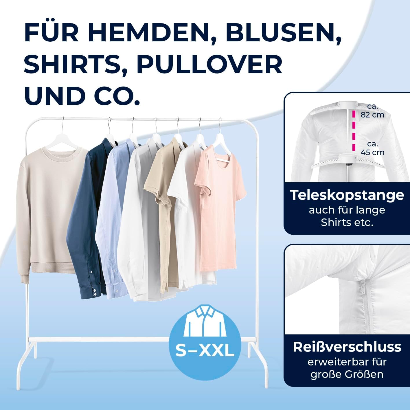 CLEANmaxx Stiratore automatico per camicie per asciugare e stirare camicie e bluse, inclusivo di accessorio per pantaloni | Il modo innovativo e delicato per stirare il vostro bucato