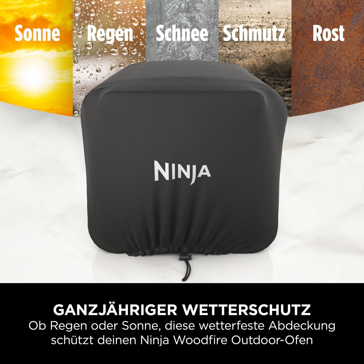 Ninja Woodfire verstellbarer Ständer und Beistelltisch, Außenofen- und Grillständer, robuster Outdoor-Kochtisch und Pizzaofenständer, Schwarz 4718J800EUUK