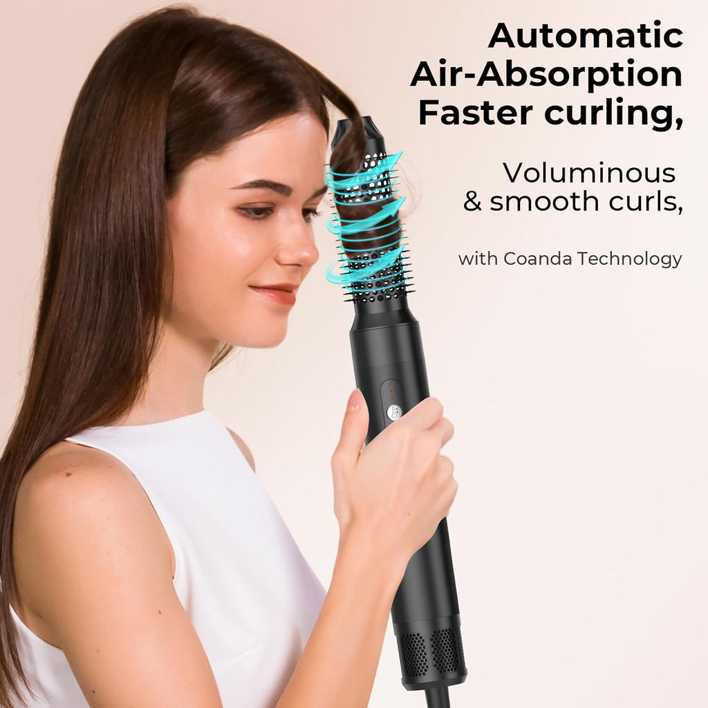 Asciugacapelli Air Styler 7 In 1, Motore ad Alta Velocità 110000 giri/min, Spazzola ad Aria Calda Con 7 Accessori, Asciugare, Lisciare, Arricciare, Dare Volume, Massaggiare il Cuoio Capelluto, Cura Ionica (Bianco)