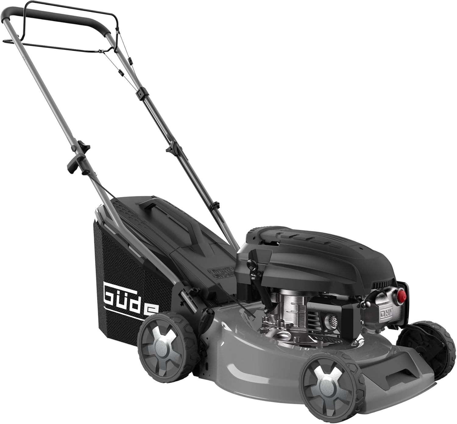 Güde Benzin Rasenmäher Eco Wheeler 415 R 3in1 mit Antrieb Radantrieb | 42cm | 144,3ccm | 3PS | Leichtstart | 40 Liter Korb | Stahlgehäuse | 6-fache Verstellung | Mulchfunktion | Reinigungsanschluss