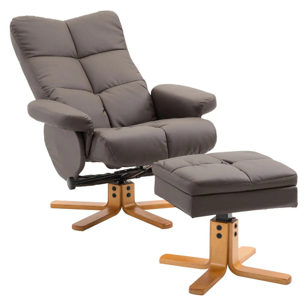 Poltrona Relax HOMCOM con Sgabello Contenitore, Girevole a 360°, Marrone