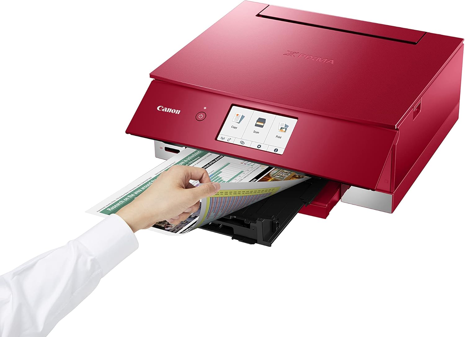 Canon PIXMA TS8351a Stampante multifunzione a getto d'inchiostro a colori DIN A4 (scanner, fotocopiatrice, 4.800 x 1.200 dpi, 6 inchiostri separati, USB, WLAN, AirPrint, stampa fronte/retro, 2 alimentatori carta, 5 GHz), bianco