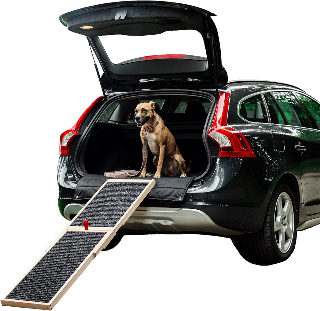 Holtaz Rampa per Cani Rampa per Gatti Scaletta per Cani per Letto o Divano Pieghevole in Legno Petwalk Scala per Cani Rampa di Carico per Animali Domestici con Inserto Antiscivolo Naturale
