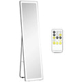 HOMCOM Specchio a figura intera a LED dimmerabile, 3 colori di luce, autoportante/a parete