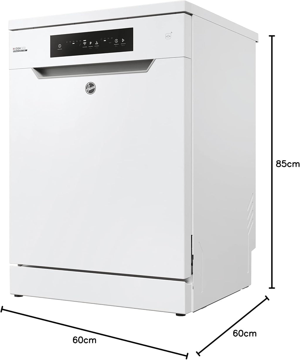 Lavastoviglie Hoover HF 4C6F0PW; 14 coperti; Libera installazione, 60 cm di larghezza; Classe di efficienza energetica C; Controllo intelligente con tecnologia WiFi + Bluetooth