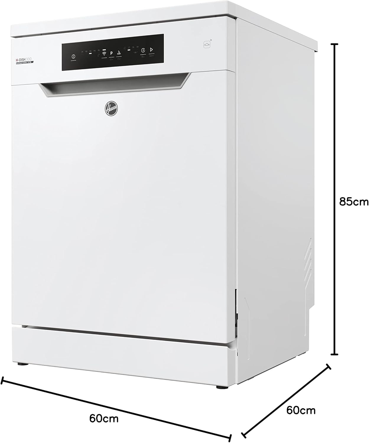 Lavastoviglie Hoover HF 4C6F0PW; 14 coperti; Libera installazione, 60 cm di larghezza; Classe di efficienza energetica C; Controllo intelligente con tecnologia WiFi + Bluetooth