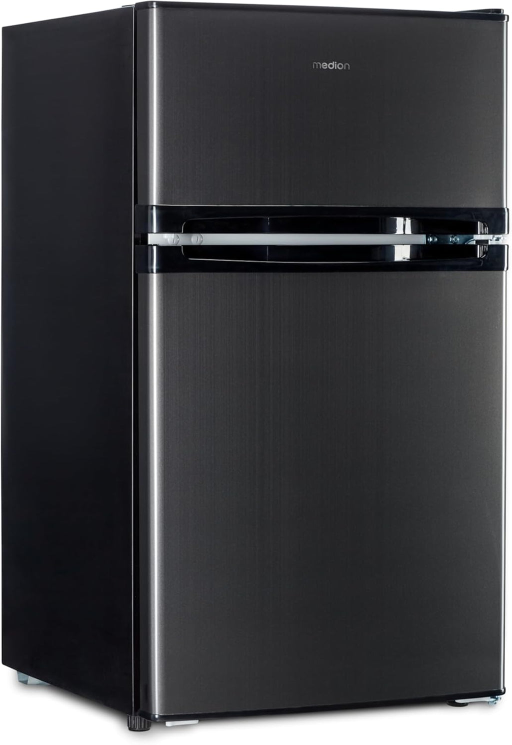 MEDION Mini Frigorifero Combinato (85 Litri, 61L Frigorifero, 24L Congelatore, Libera installazione, 40 dB, Cassetto Trasparente per Verdura, Porta Reversibile, MD 37689) grigio