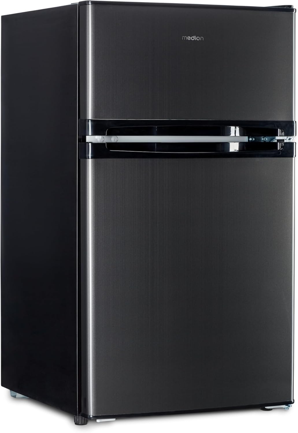 MEDION Mini Frigorifero Combinato (85 Litri, 61L Frigorifero, 24L Congelatore, Libera installazione, 40 dB, Cassetto Trasparente per Verdura, Porta Reversibile, MD 37689) grigio