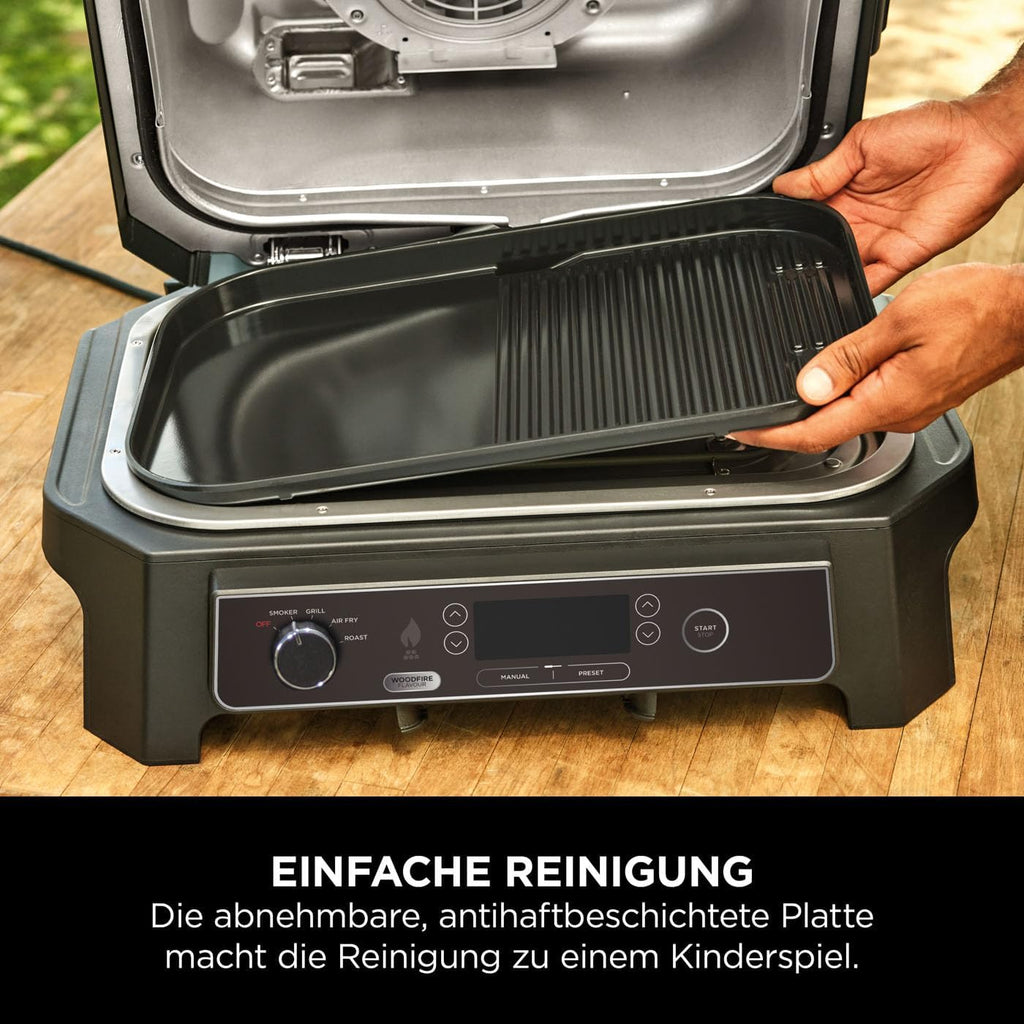 Ninja Woodfire verstellbarer Ständer und Beistelltisch, Außenofen- und Grillständer, robuster Outdoor-Kochtisch und Pizzaofenständer, Schwarz 4718J800EUUK