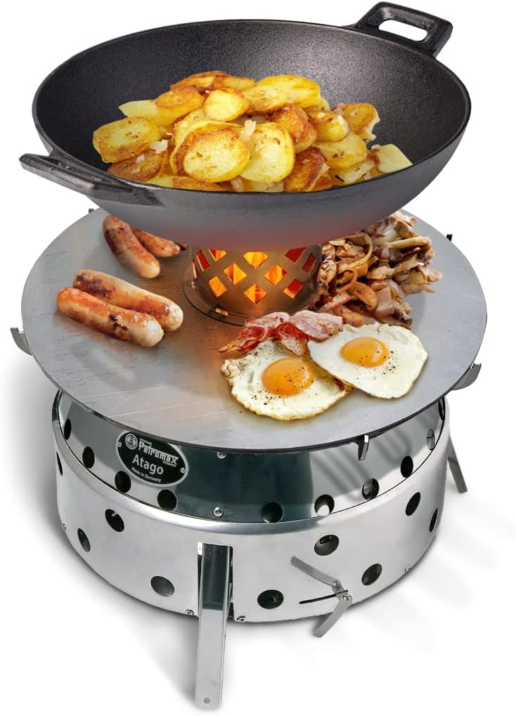 Terma Accessori Tagliere in legno Cucina da esterno, piastra plancha, grill con piastra in ghisa, ripiano per piastra in ghisa, braciere con griglia, anello per griglia per braciere
