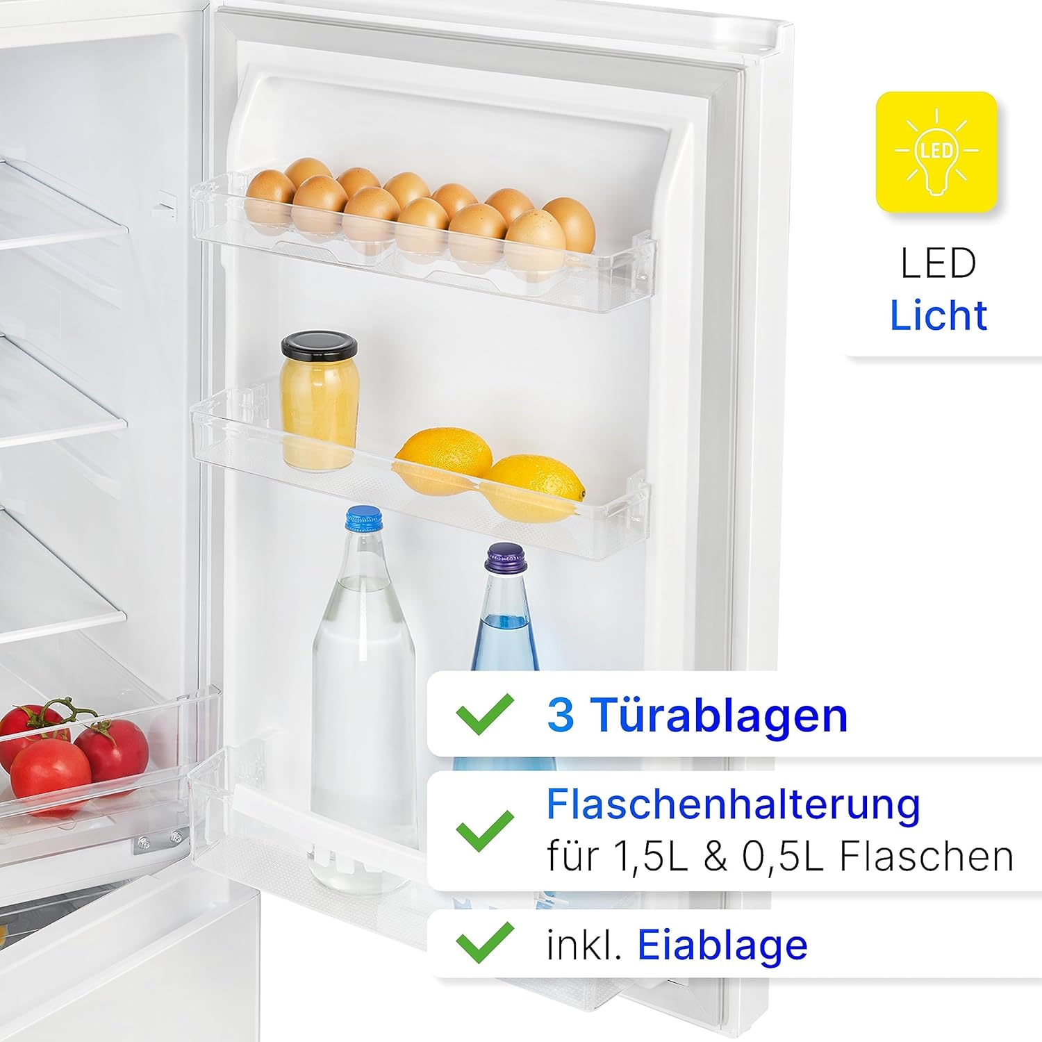 Bomann Frigo-Congelatore KG 320.2, 143 cm di Altezza, Frigo-Congelatore con Capacità 175 Litri, 3 Ripiani e 3 Cassetti, Cerniera della Porta Reversibile, Frigo-Congelatore Silenzioso 39 dB, Nero