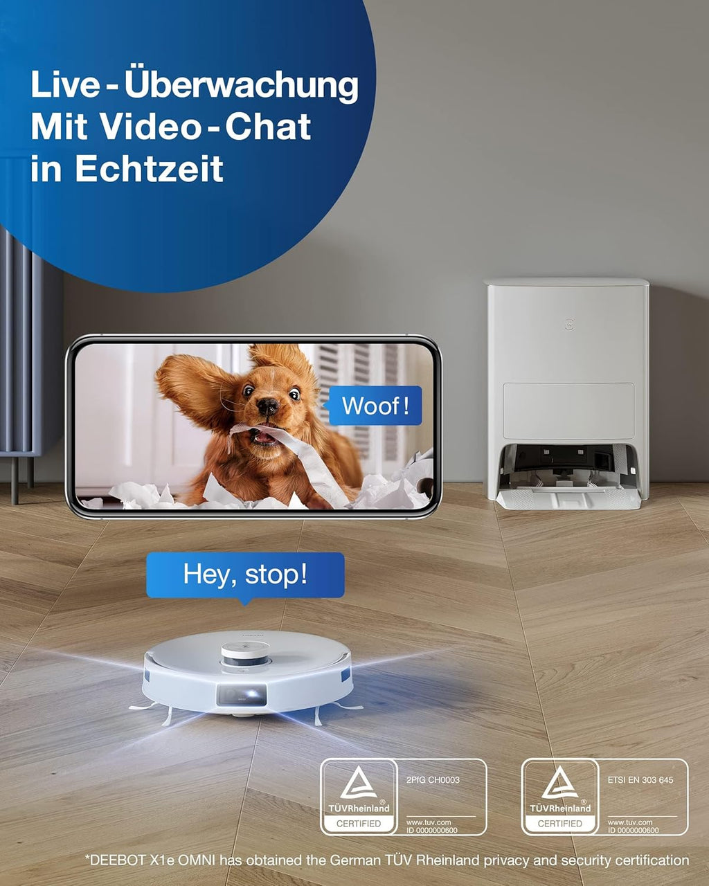 ECOVACS DEEBOT X2 Combo Saugroboter mit Wischfunktion 8700Pa mit Handstaubsauger, doppelte automatische Leerung, 15mm Mopp-Hebesystem, selbstreinigender Roboterstaubsauger, Heiwasser-Moppreinigung
