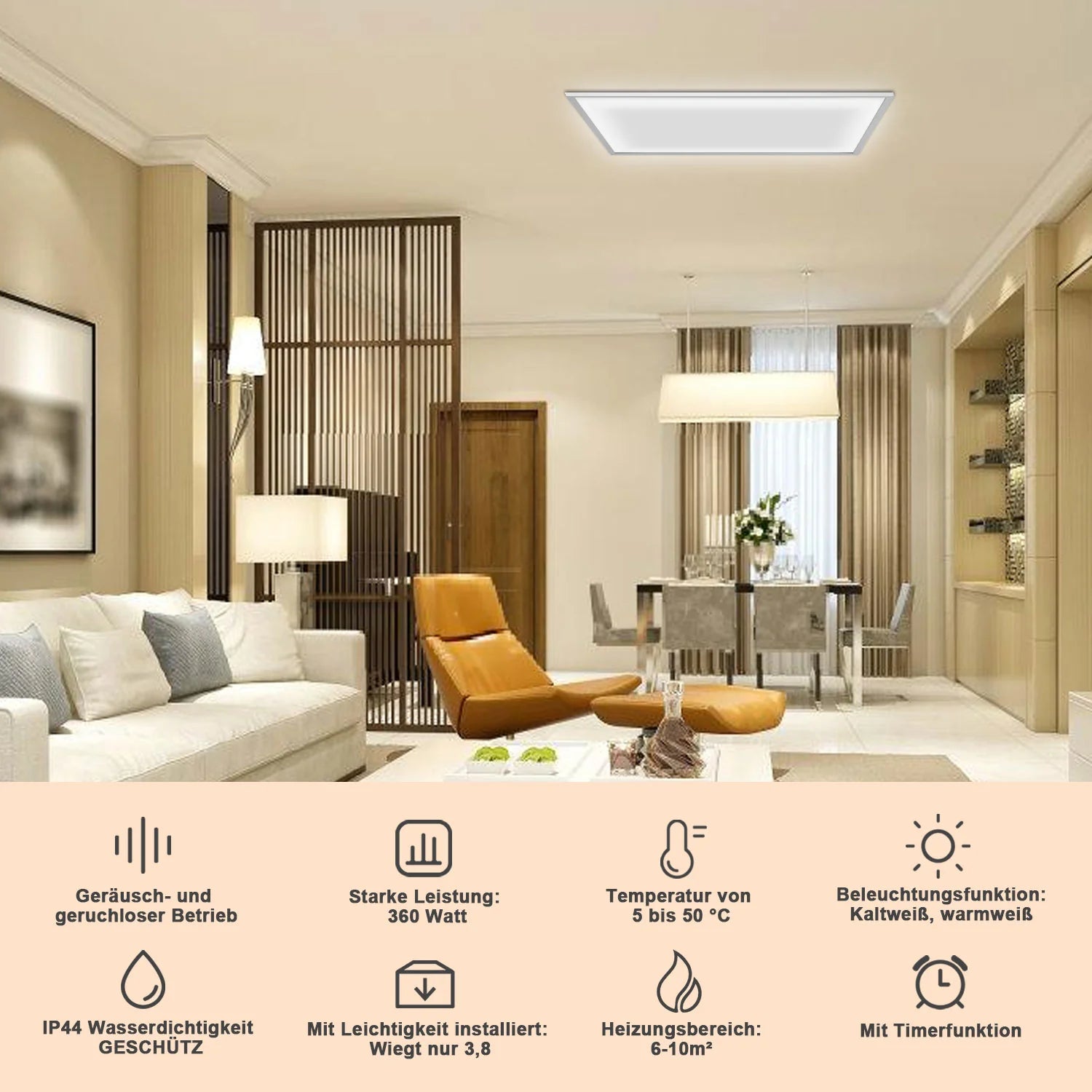 Sonnewelt Infrarotheizung Elektroheizer Decke WIFI 360/770W