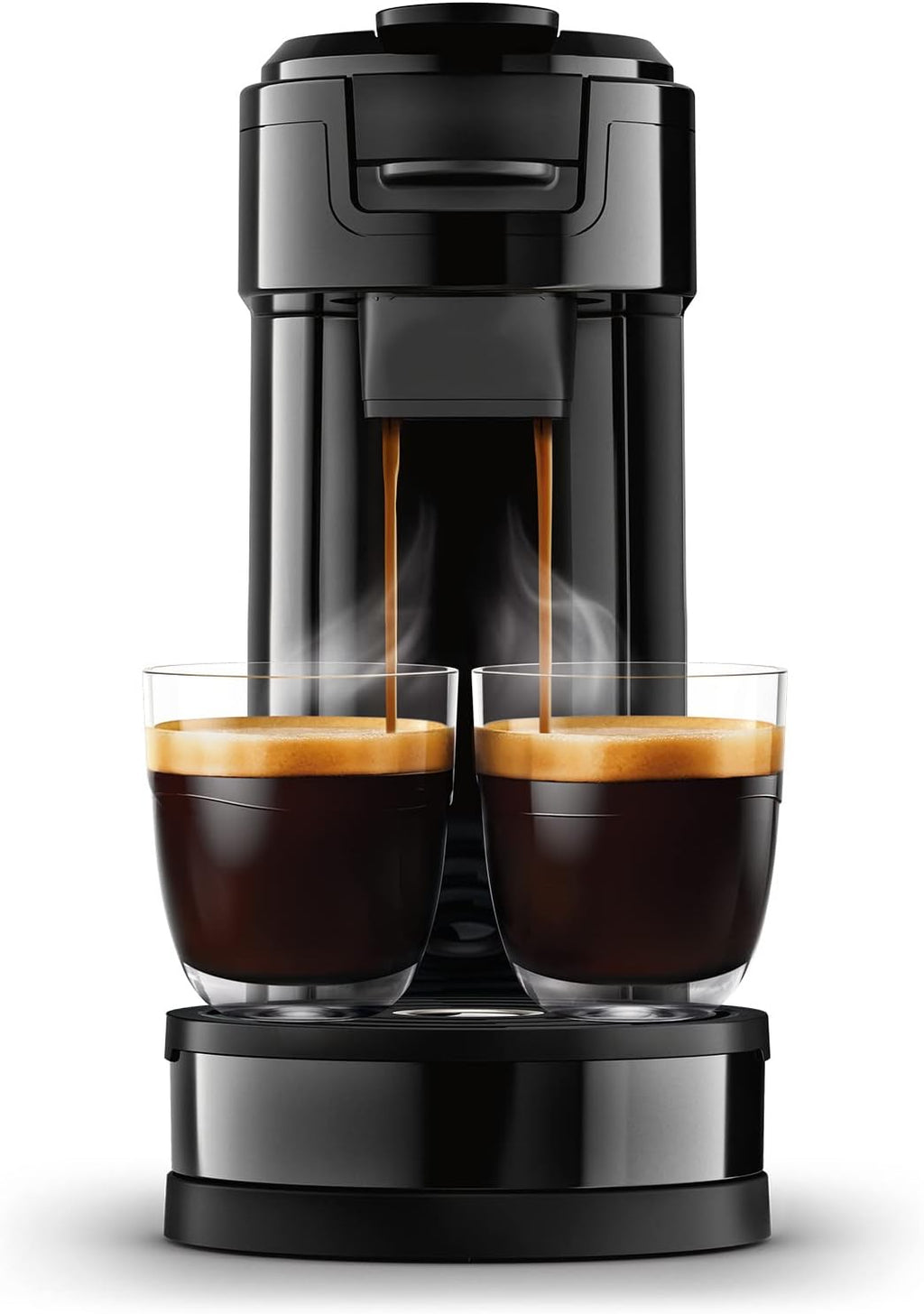 Philips Senseo Switch Macchina da caffè con cialde e filtro, Tecnologia di erogazione 2 in 1, Serbatoio dell'acqua da 1 litro, 7 tazze in un solo ciclo, Nero lucido (HD6592/64)