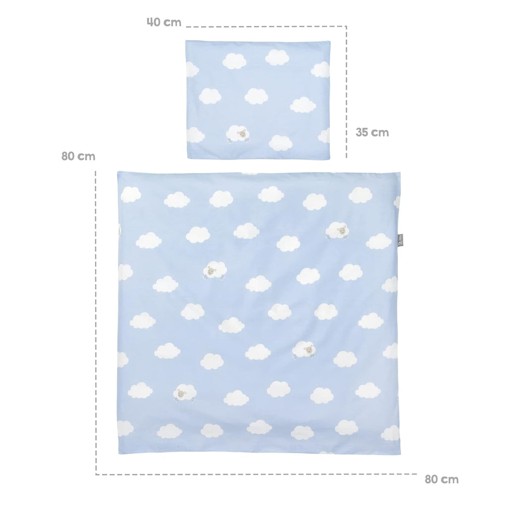 roba Babywiege 40 x 90 cm Adam & Eule - Stubenwagen & Wiege mit Rollen - Bett Set komplett mit Feststellfunktion - Inkl. textiler Ausstattung - Holz weiß