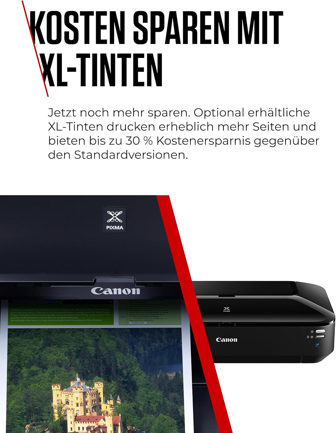 Canon PIXMA iX6850 Stampante Multifunzione a Getto d'Inchiostro a Colori A3+ (Stampante per Ufficio, Stampa Fotografica, Stampa Testo, 9.600 x 2.400 DPI, WiFi, WLAN, USB, 5 Inchiostri Separati, Stampa Diretta, App di Stampa) Nera