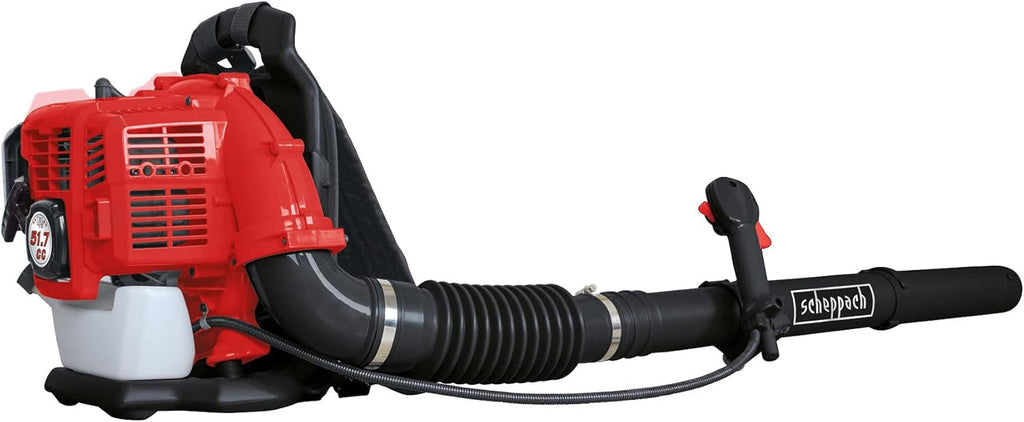Scheppach Benzin Laubbläser LB5200BP | Anti-Vibrationssystem | 51,7 cm³ 2-Takt-Benzinmotor 1400W | Luftgeschwindigkeit 295 km/h | rückentragbar