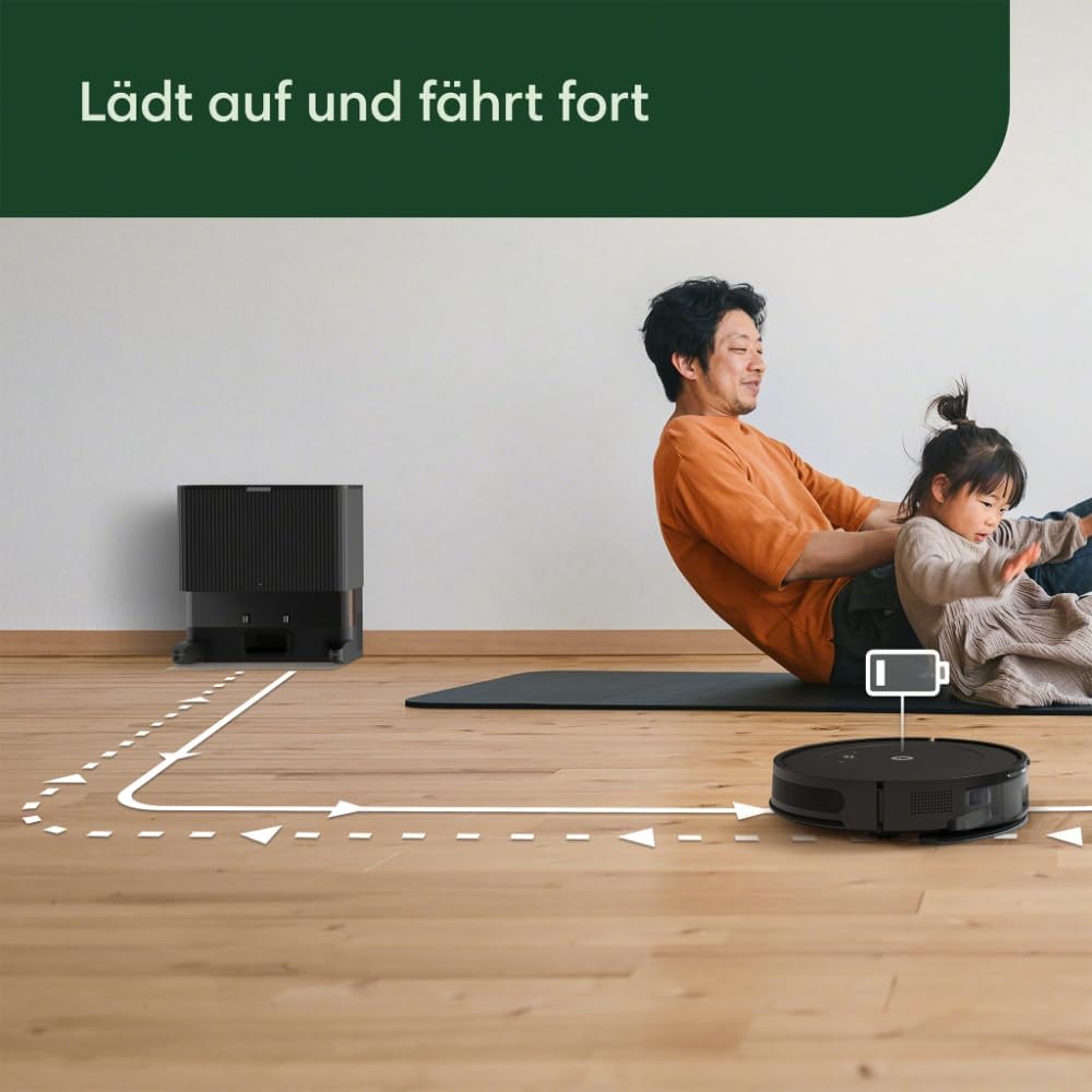Robot aspirapolvere e lavapavimenti iRobot Roomba Combo Essential (Y0112), potente aspirazione e lavaggio, sistema di pulizia a 4 fasi, 3 livelli di aspirazione, pulizia Spot, controllabile tramite app, pulsanti o voce, Bianco