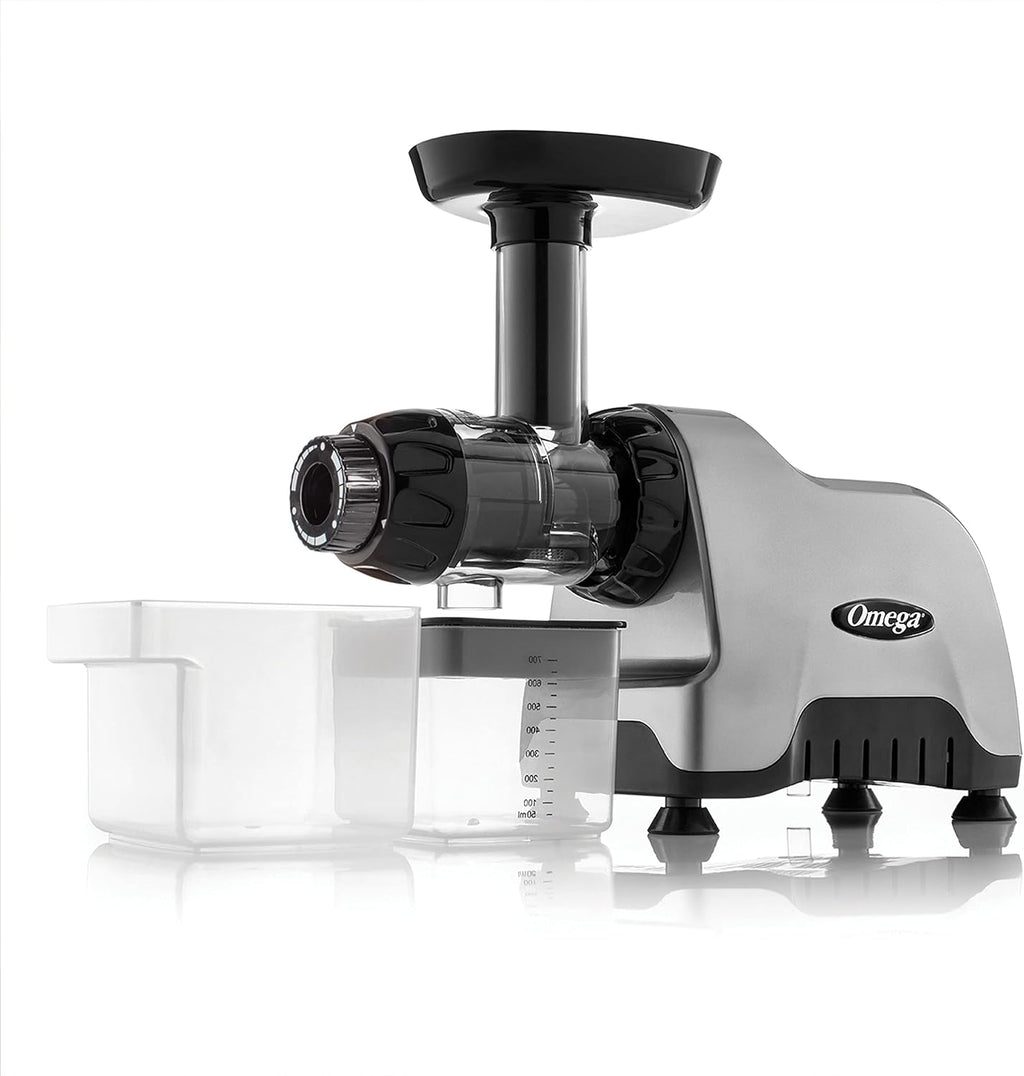 Omega CNC80S Estrattore di Succo Multi-Funzione a Lenta Velocità Compatto - Orizzontale, Plastica, Argento