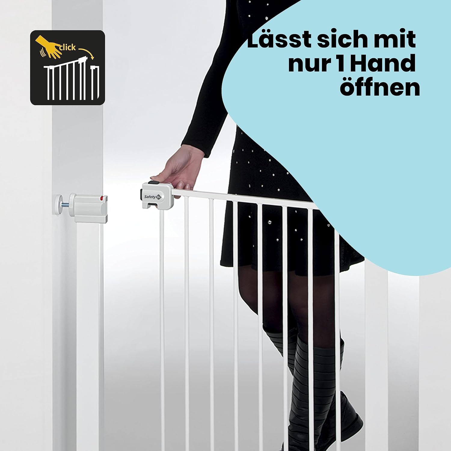 Safety 1st Easy Close Extra Tall, extra hohes (91 cm) Sicherheitsgitter aus Metall, druckfest, ideal für Kinder und Haustiere, mit einer Breite, die sich von 73 auf 80 cm ausdehnen lsst, wei